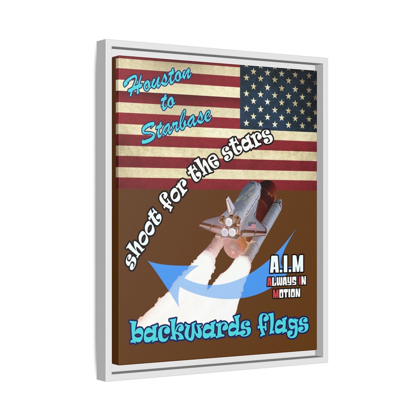 shoot for the stars - framed canvas art (brown)
