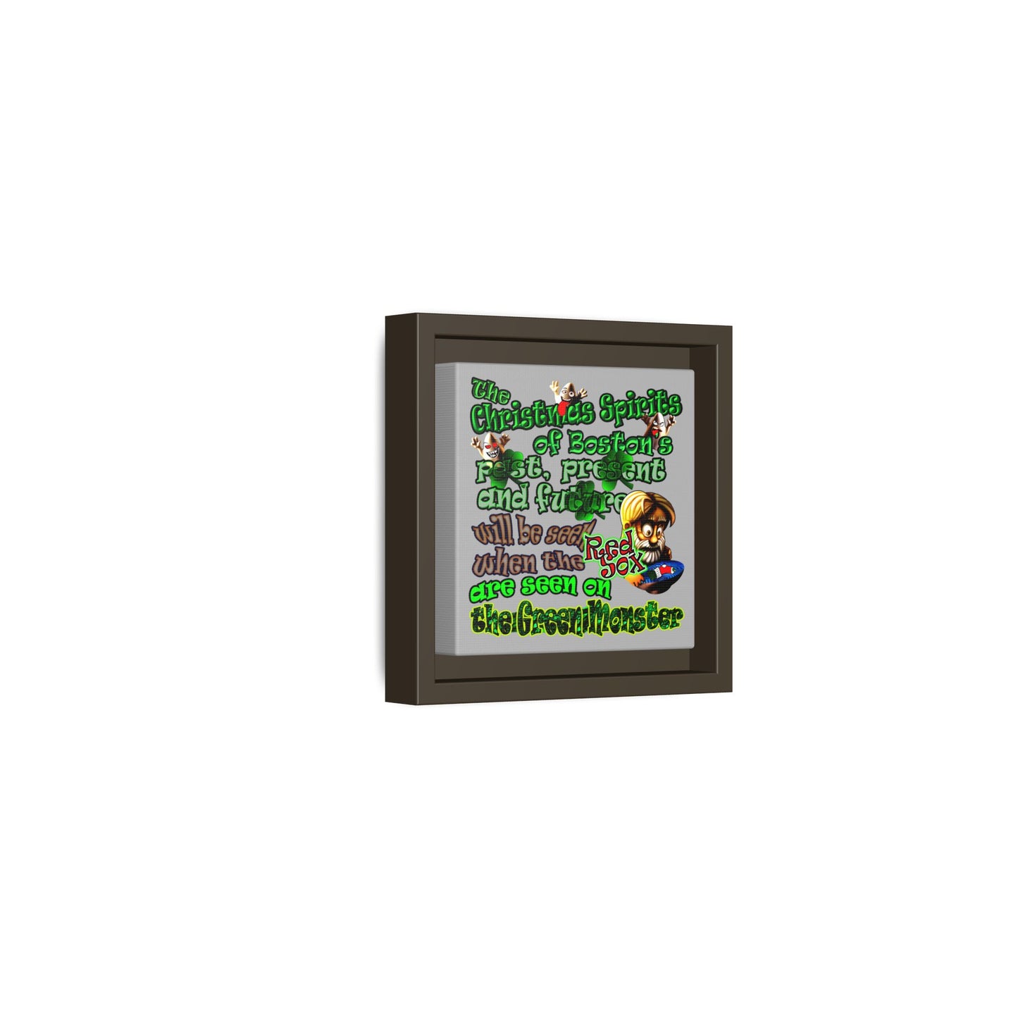christmas spirits of boston - framed canvas art (light grey)