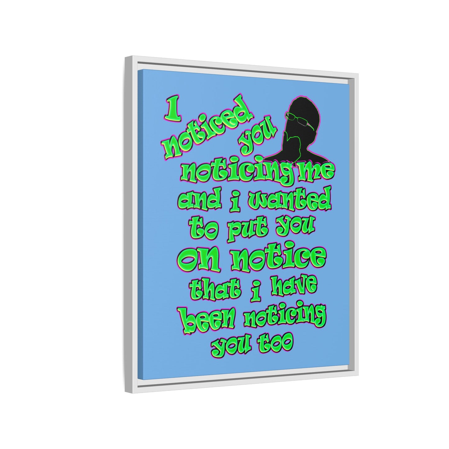 noticed you noticing - framed canvas art (light blue)