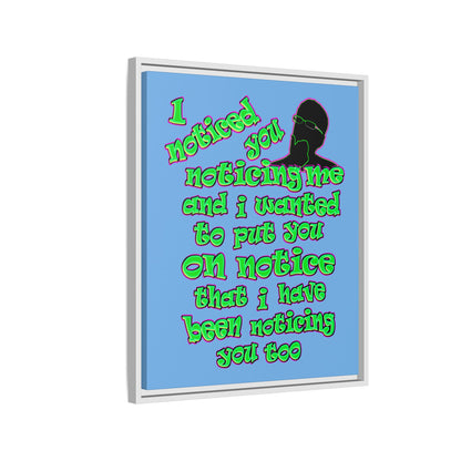 noticed you noticing - framed canvas art (light blue)