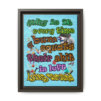 the bum's shit - framed canvas art (faded blue)