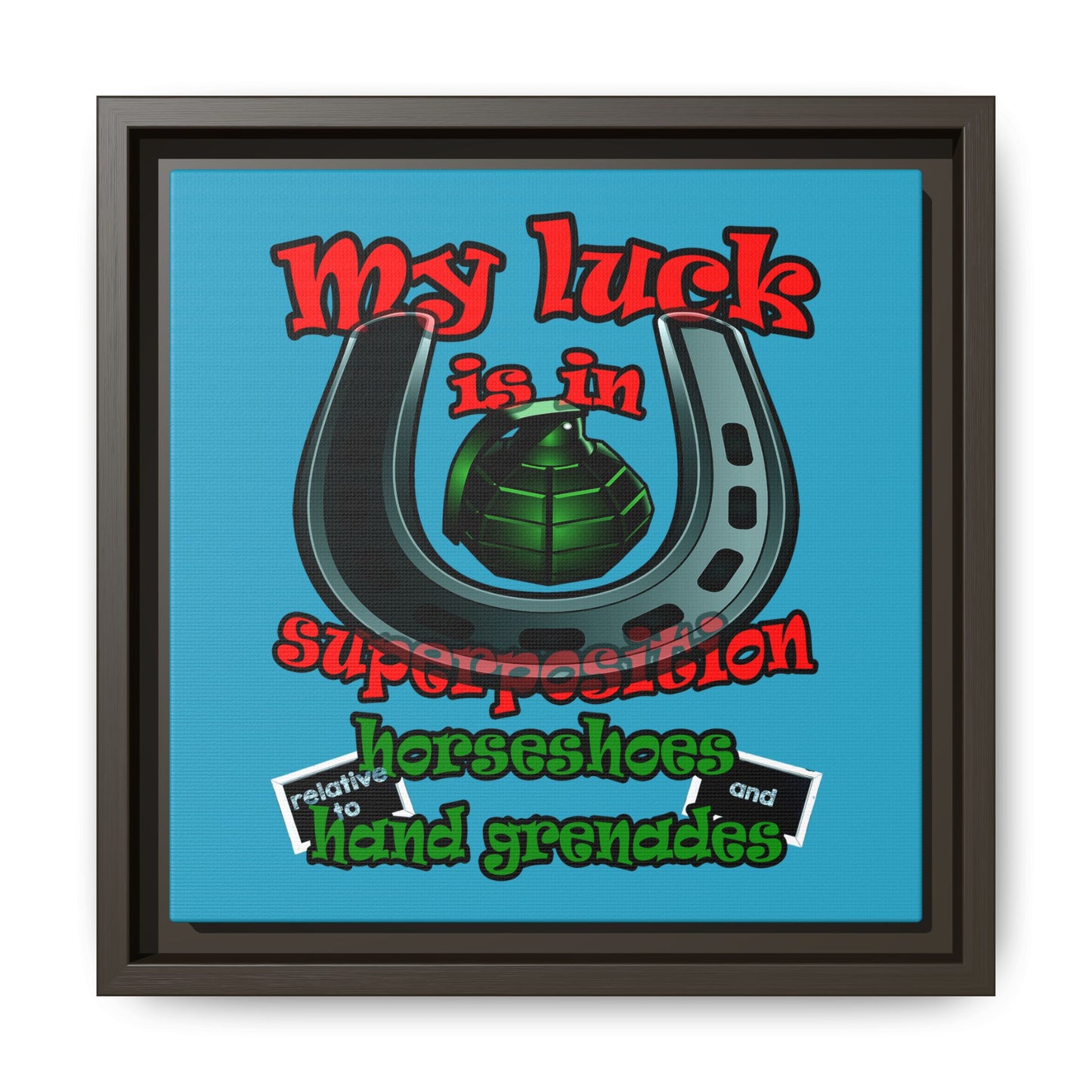 my luck - framed canvas art (turquoise)