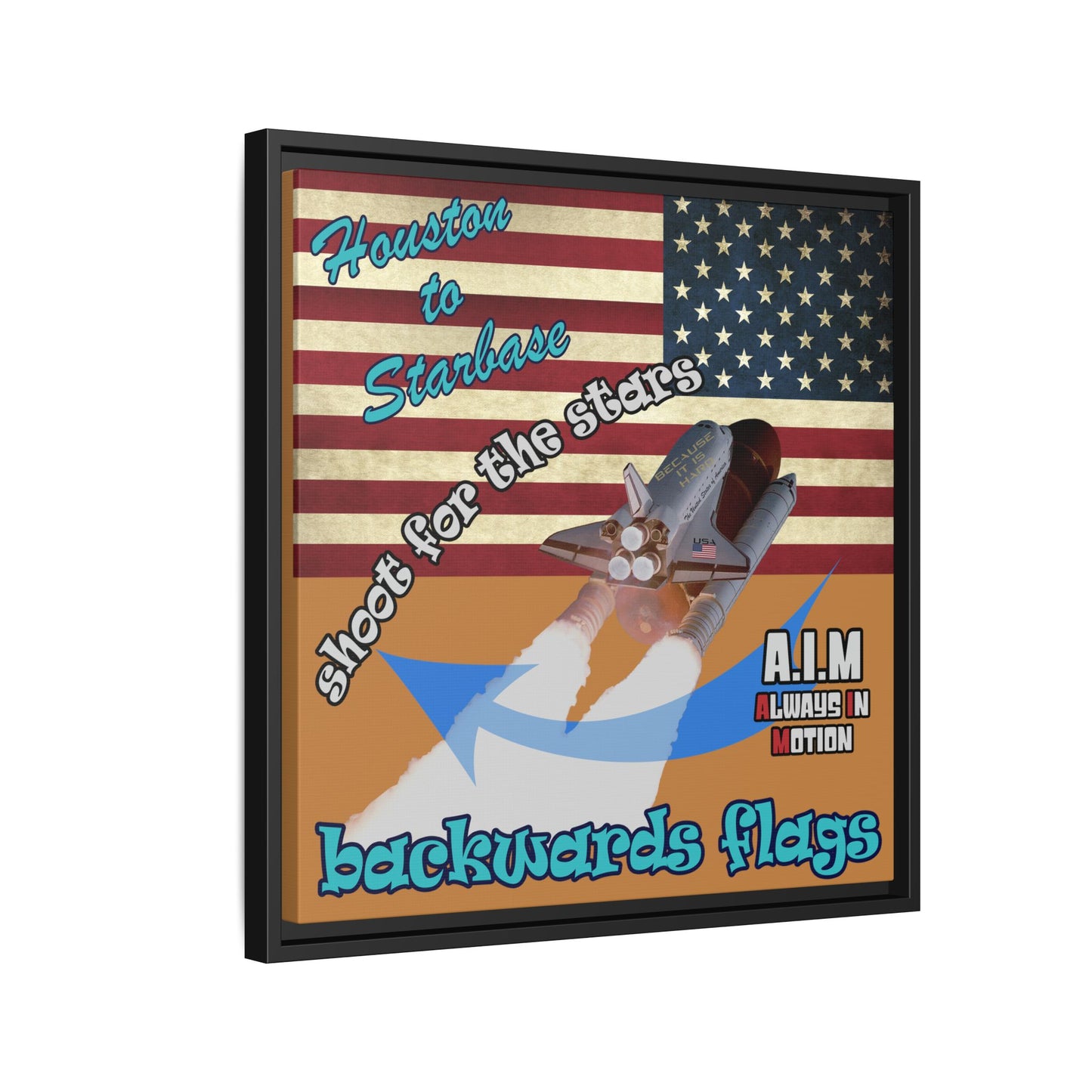 shoot for the stars - framed canvas art (light brown)