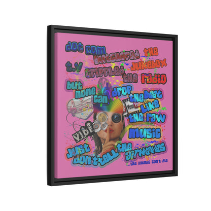 drop the beat - framed canvas art (light pink)