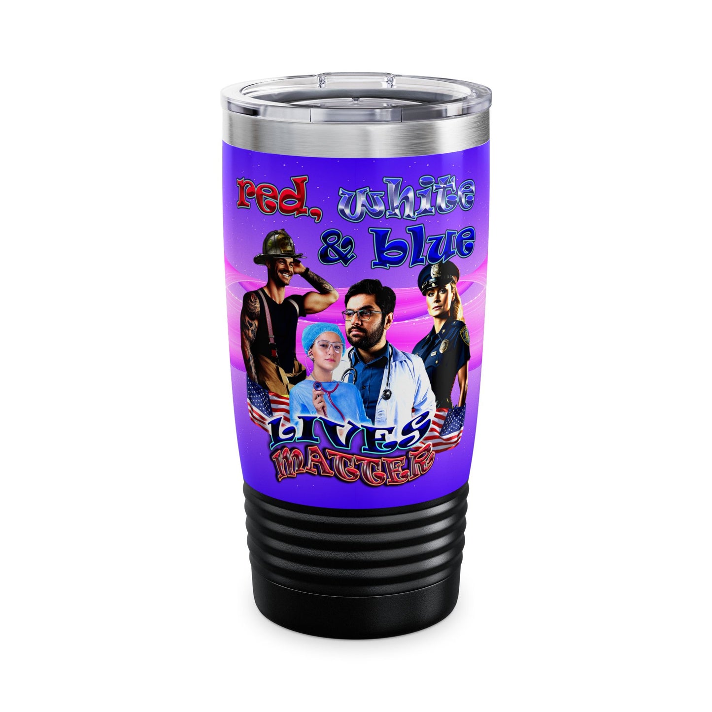 rw&b lives matter - Ringneck Tumbler, 20oz (purple-pink wave)