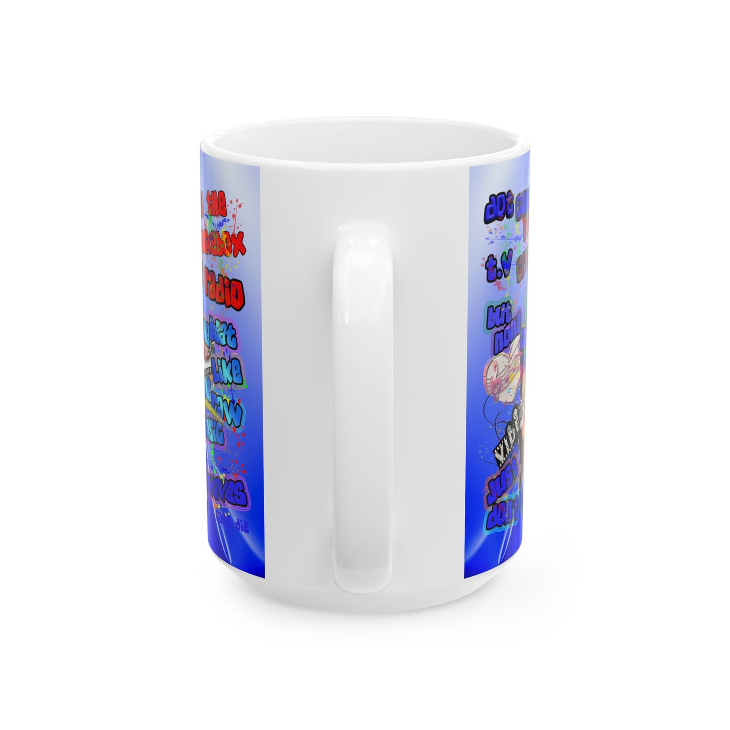 drop the beat - White Mug (blue-white wave)