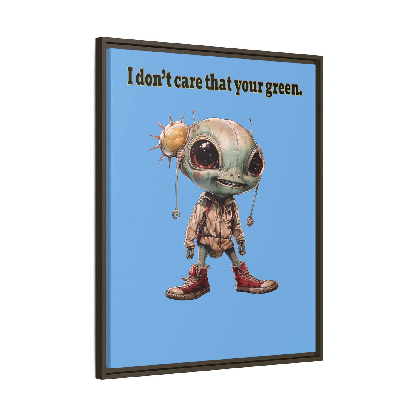 I don't care that your green - framed canvas art (light blue)