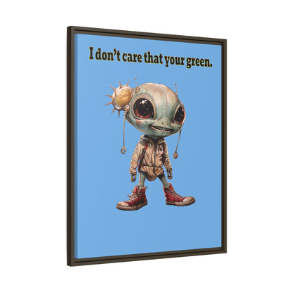 I don't care that your green - framed canvas art (light blue)