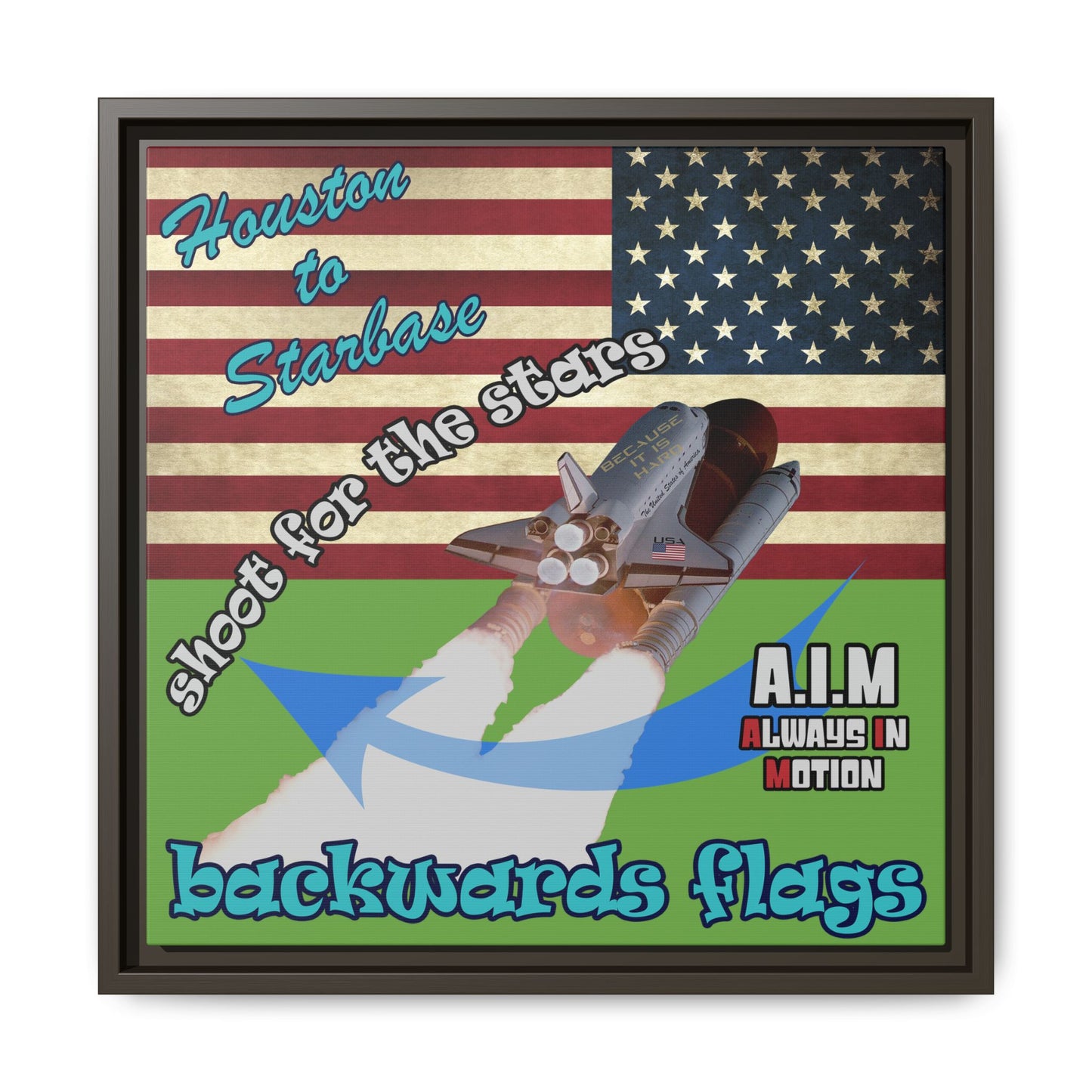 shoot for the stars - framed canvas art (green)