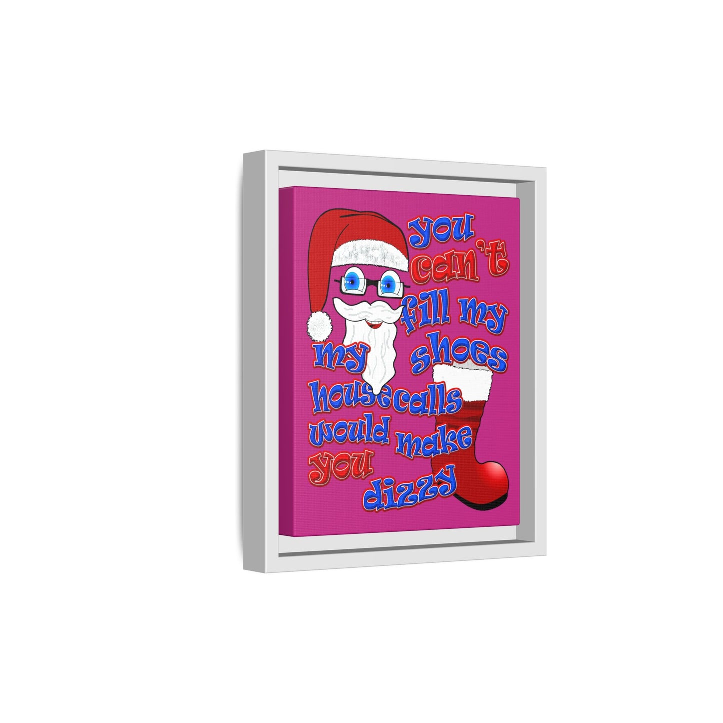 santa's shoes - framed canvas art (pink)