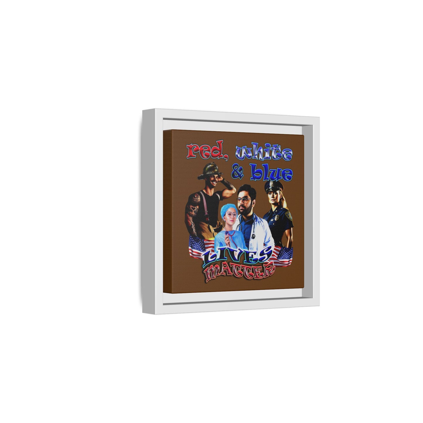 rw&b lives matter - framed canvas art (brown)