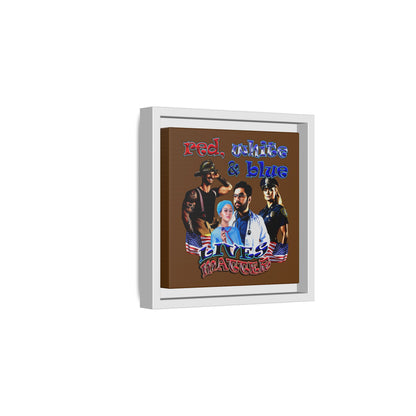 rw&b lives matter - framed canvas art (brown)