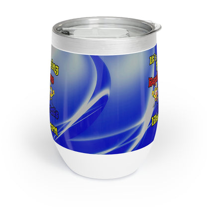 popping like popcorn - Chill Wine Tumbler (blue-white wave)