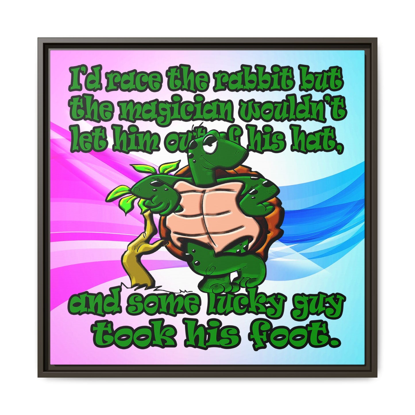 turtle race - framed canvas art (light blue-pink wave)