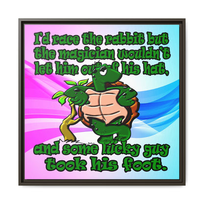turtle race - framed canvas art (light blue-pink wave)