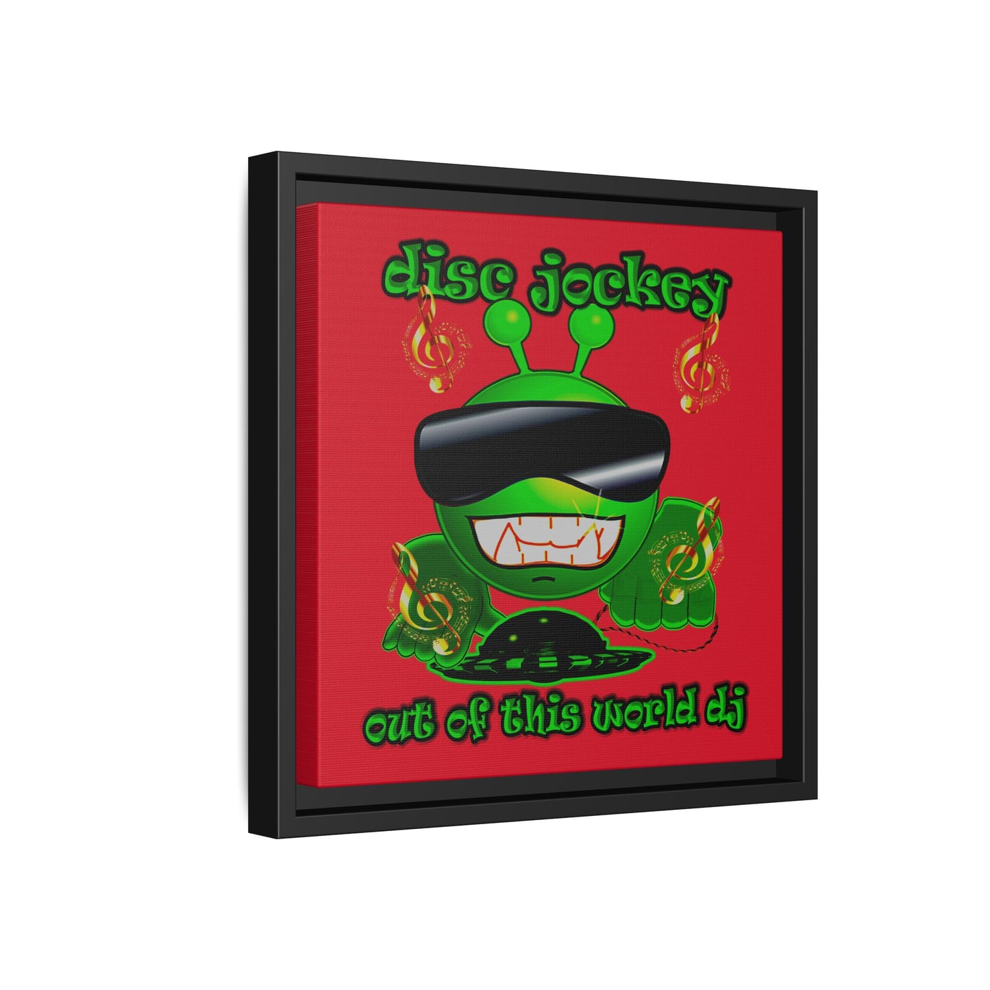 disc jockey - framed canvas art (dark red)