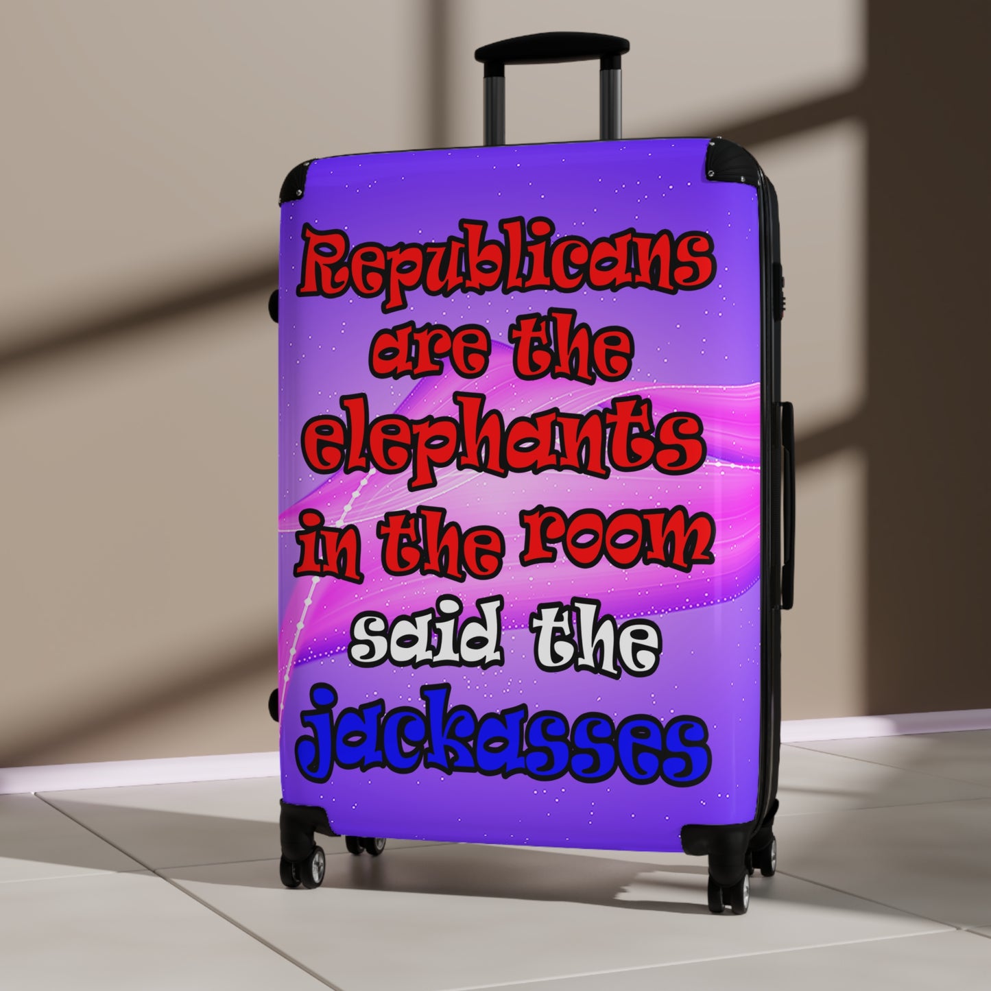 donkeys and elephants - Suitcase (purple-pink wave)