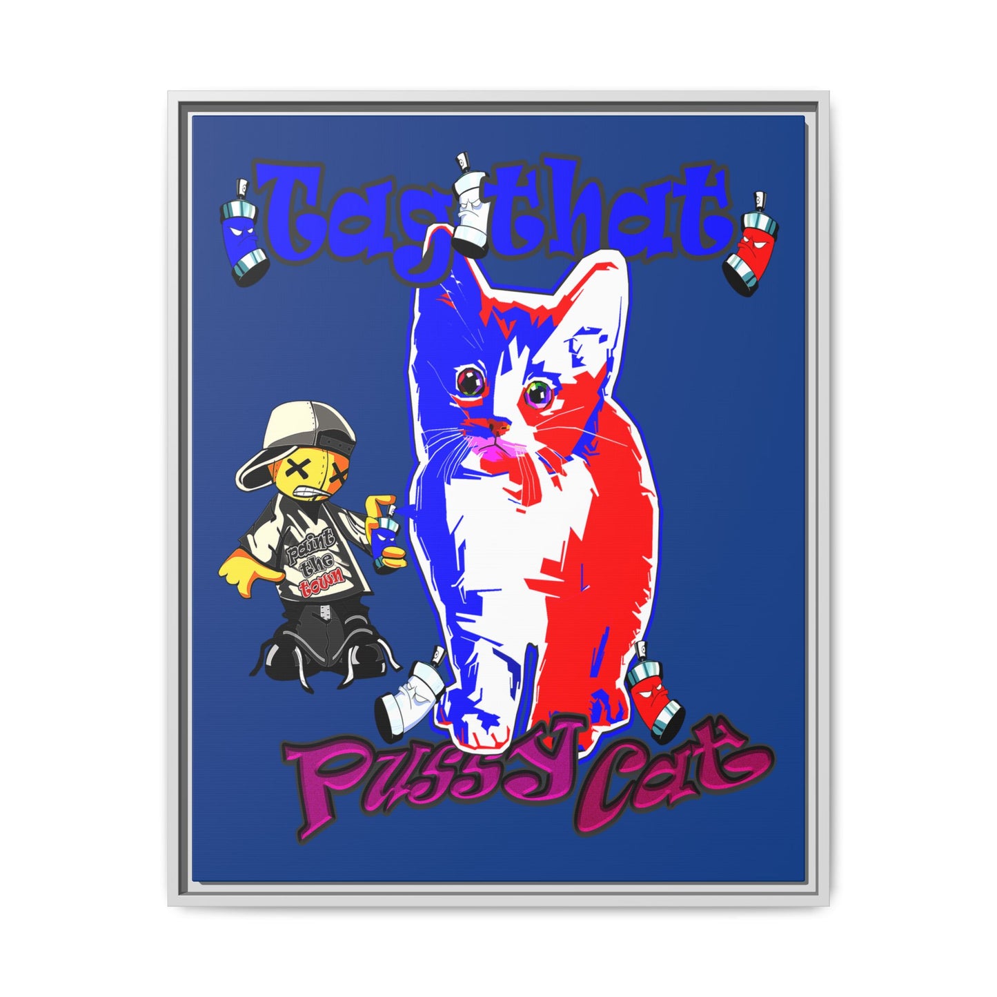 tag that - framed canvas art (dark blue)