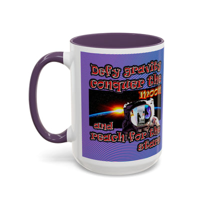 defy conquer reach - Accent Mug (light blue-purple wave)