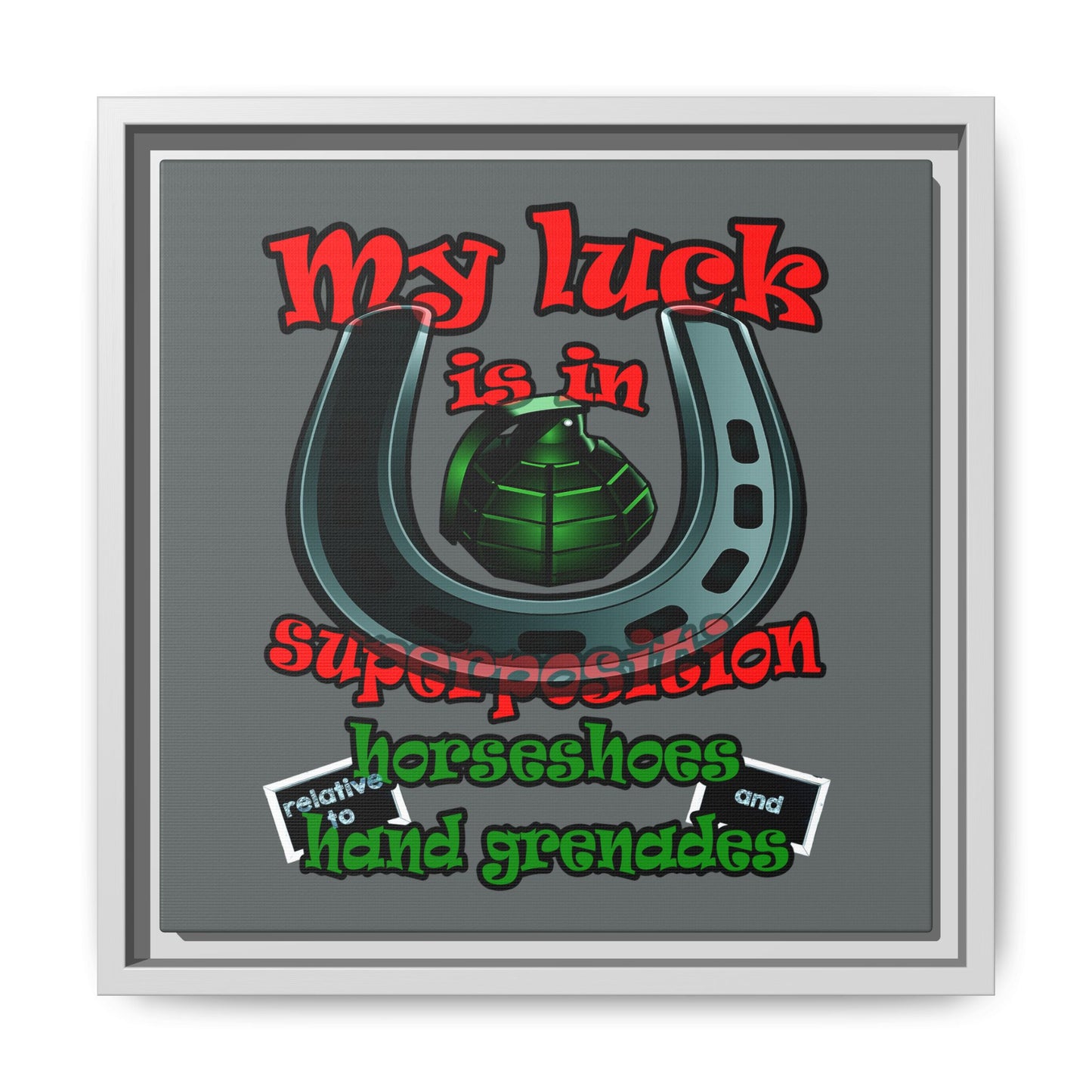 my luck - framed canvas art (dark grey)
