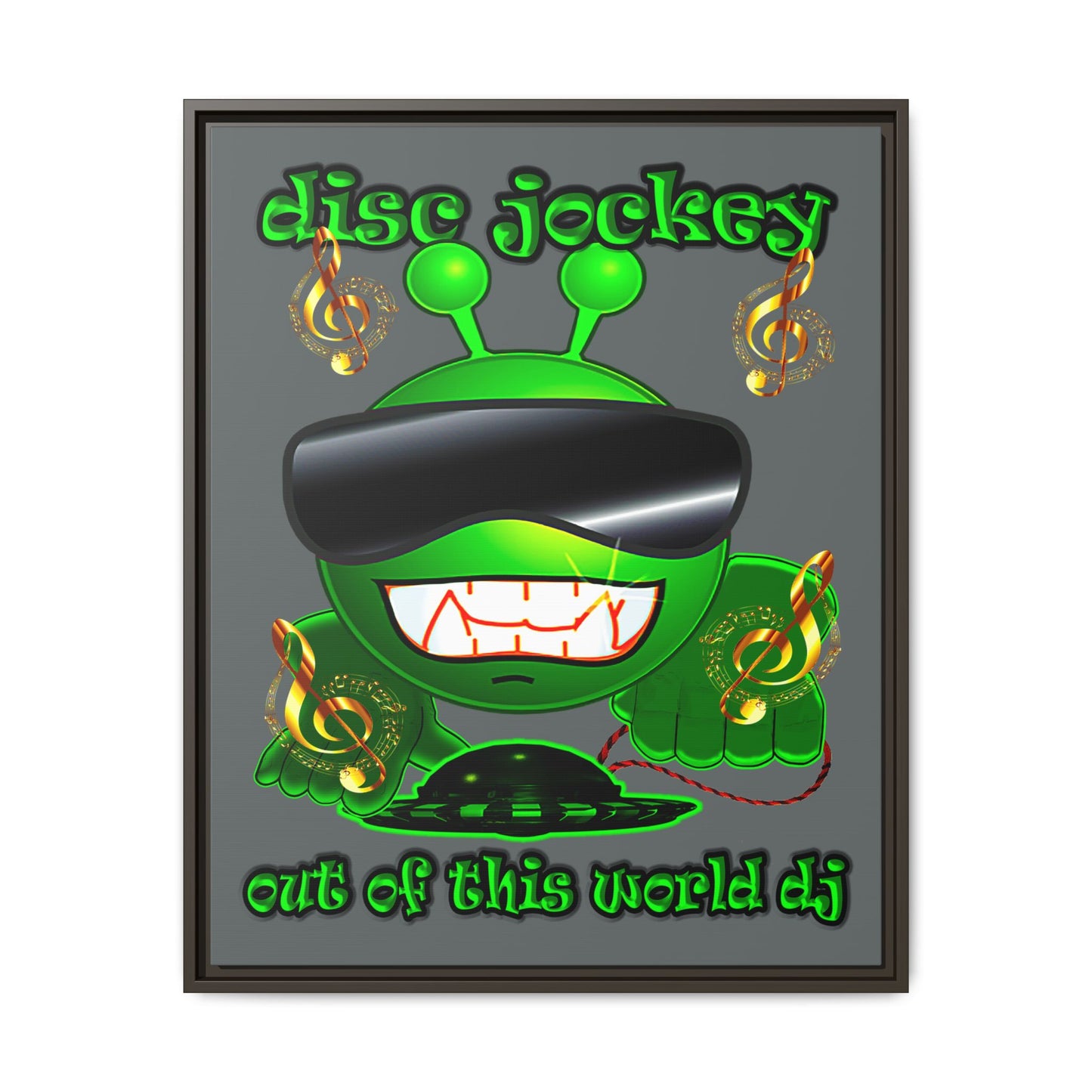 disc jockey - framed canvas art (dark grey)