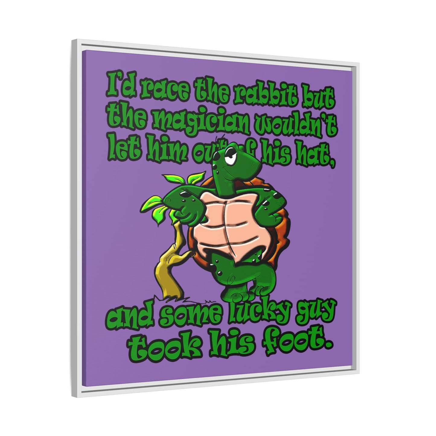 turtle race - framed canvas art (light purple)