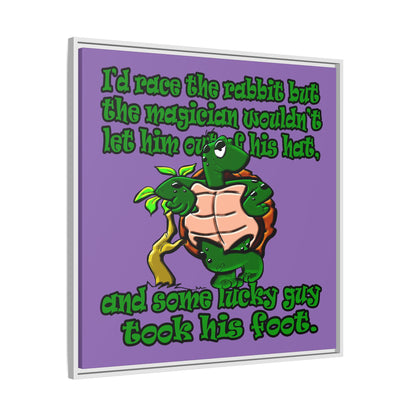 turtle race - framed canvas art (light purple)