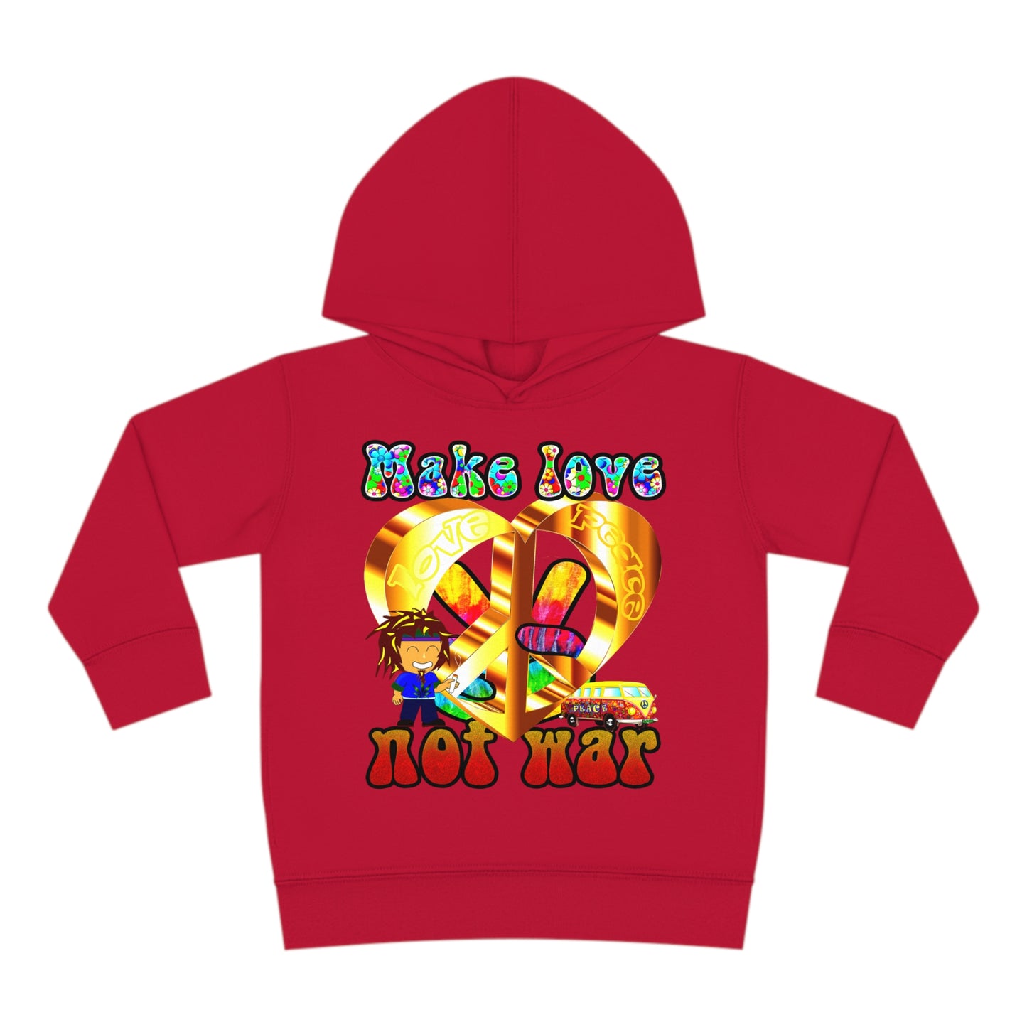 love peace - Toddler Pullover Fleece Hoodie