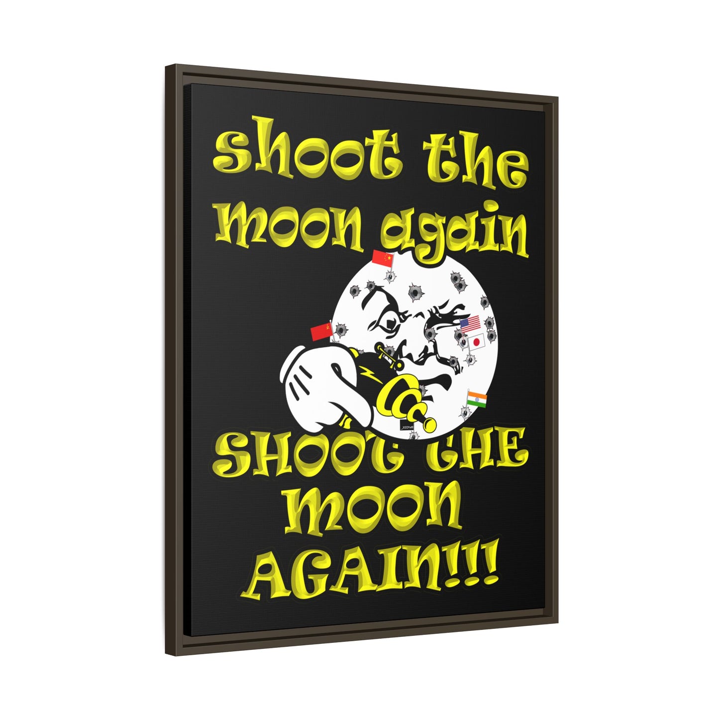 shoot the moon again - framed canvas art (black)