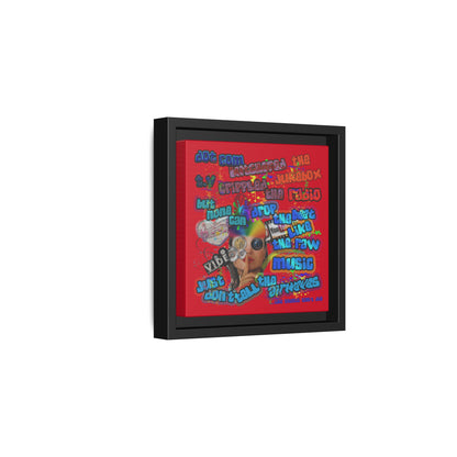 drop the beat - framed canvas art (dark red)