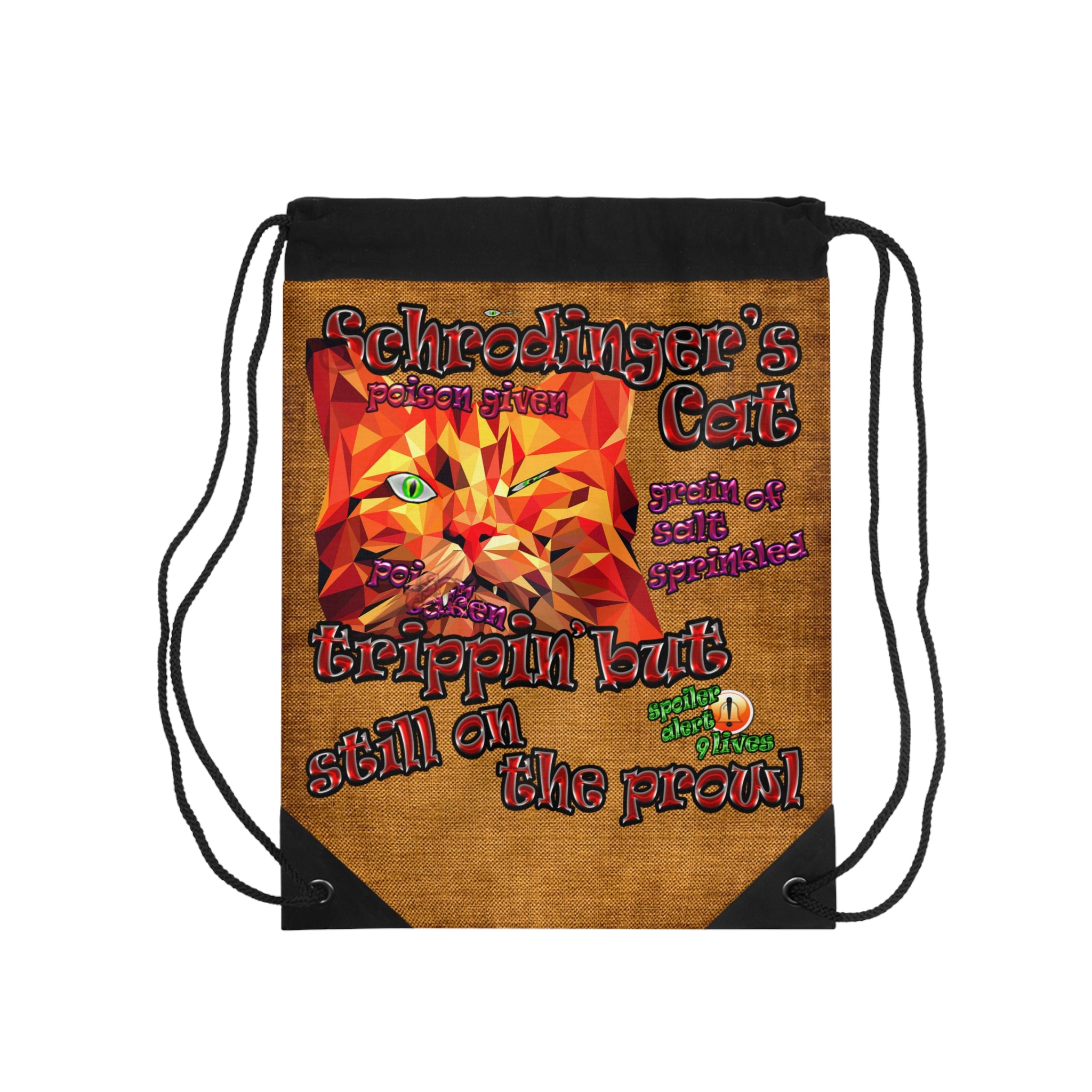 schrodinger's cat - Drawstring Bag (dichromatic brown papyrus)