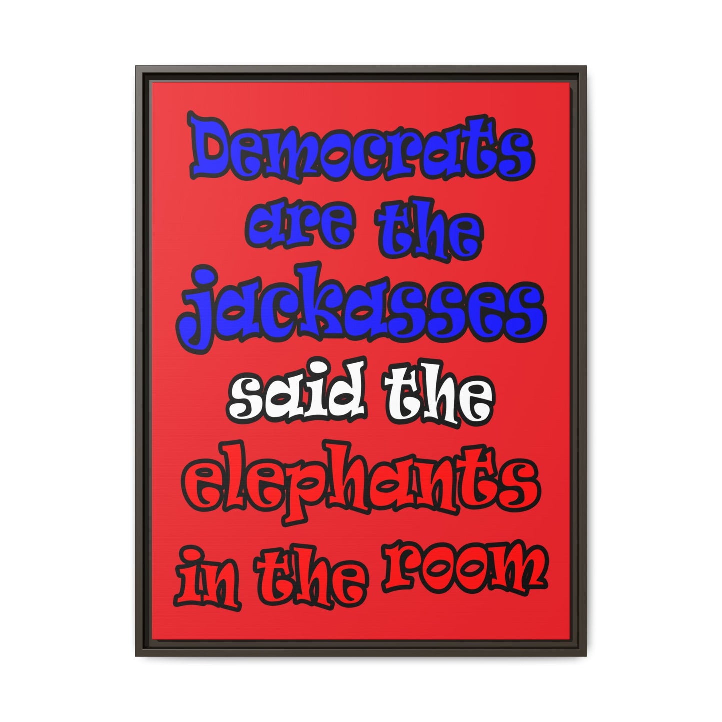 donkeys and elephants - framed canvas art (red)