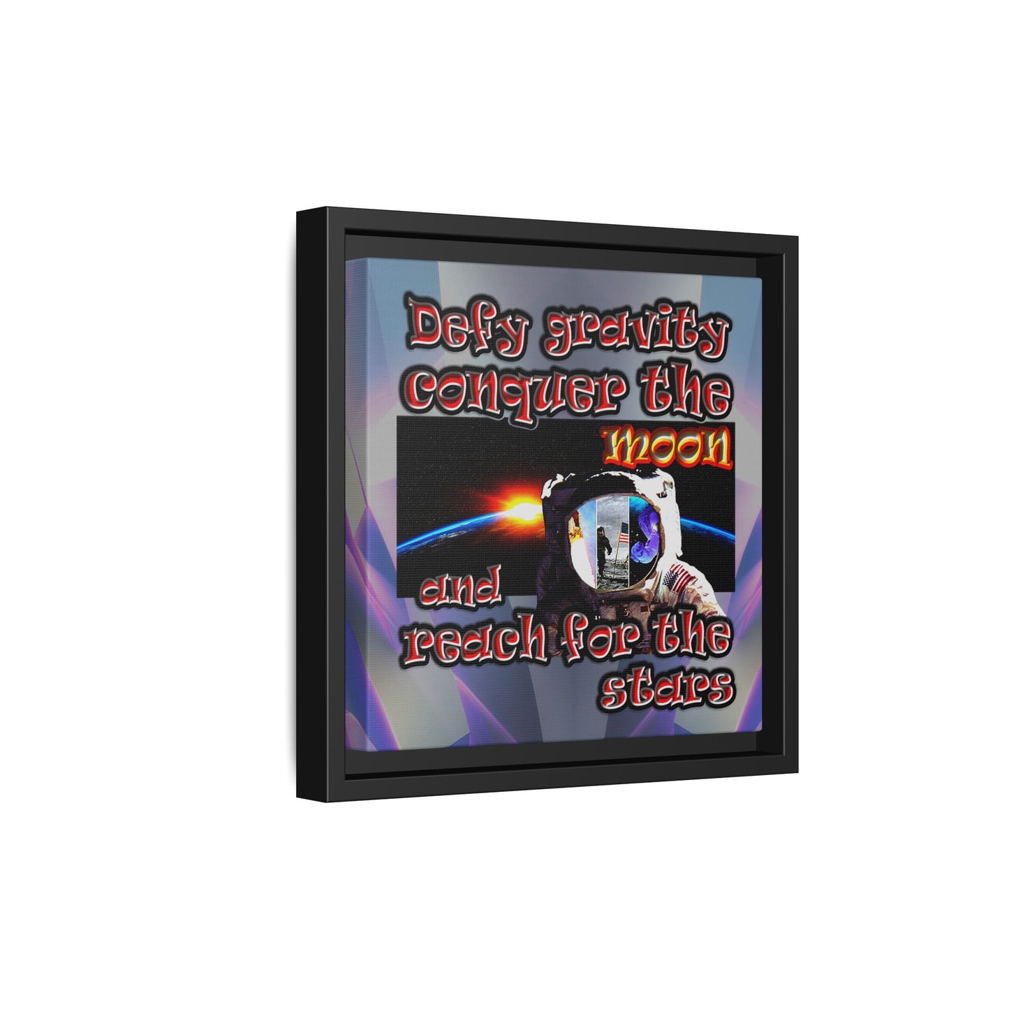 defy conquer reach - framed canvas art (grey-pink wave)