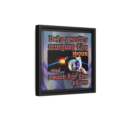 defy conquer reach - framed canvas art (grey-pink wave)