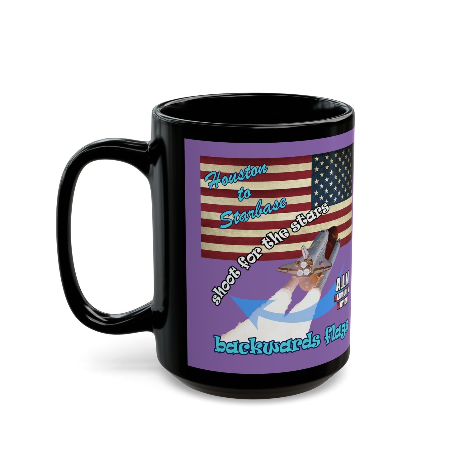 shoot for the stars - Black Mug (light purple)