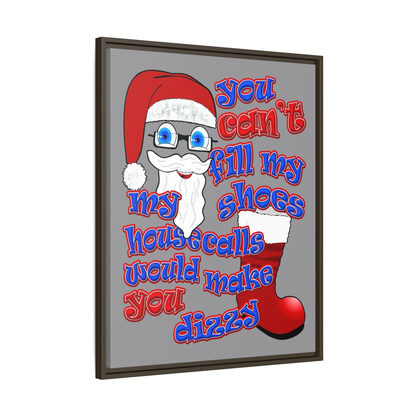 santa's shoes - framed canvas art (grey)