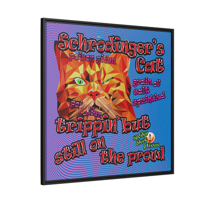 schrodinger's cat - framed canvas art (light blue-purple wave)