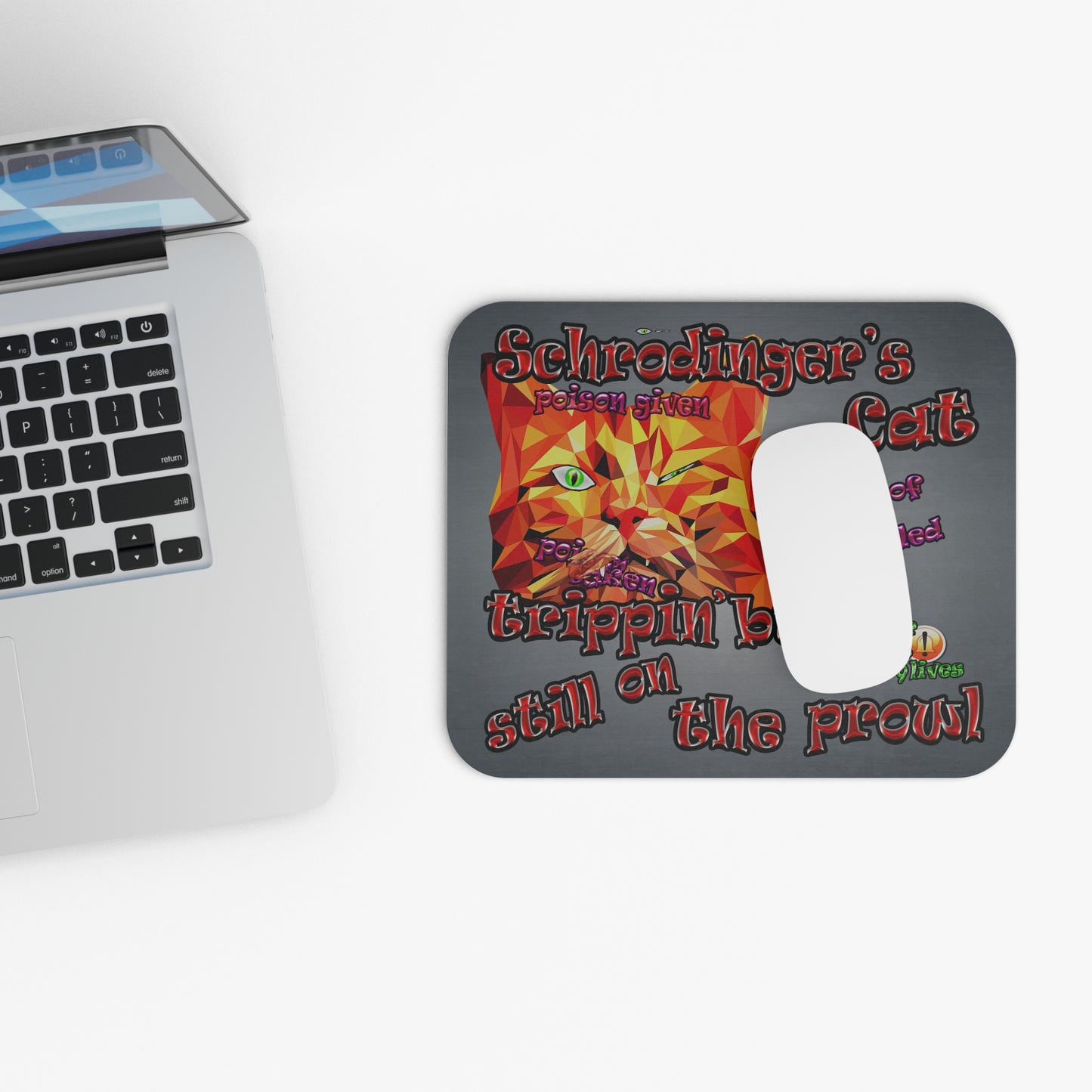 schrodinger's cat - Mouse Pad (Rectangle) (grey-light grey)