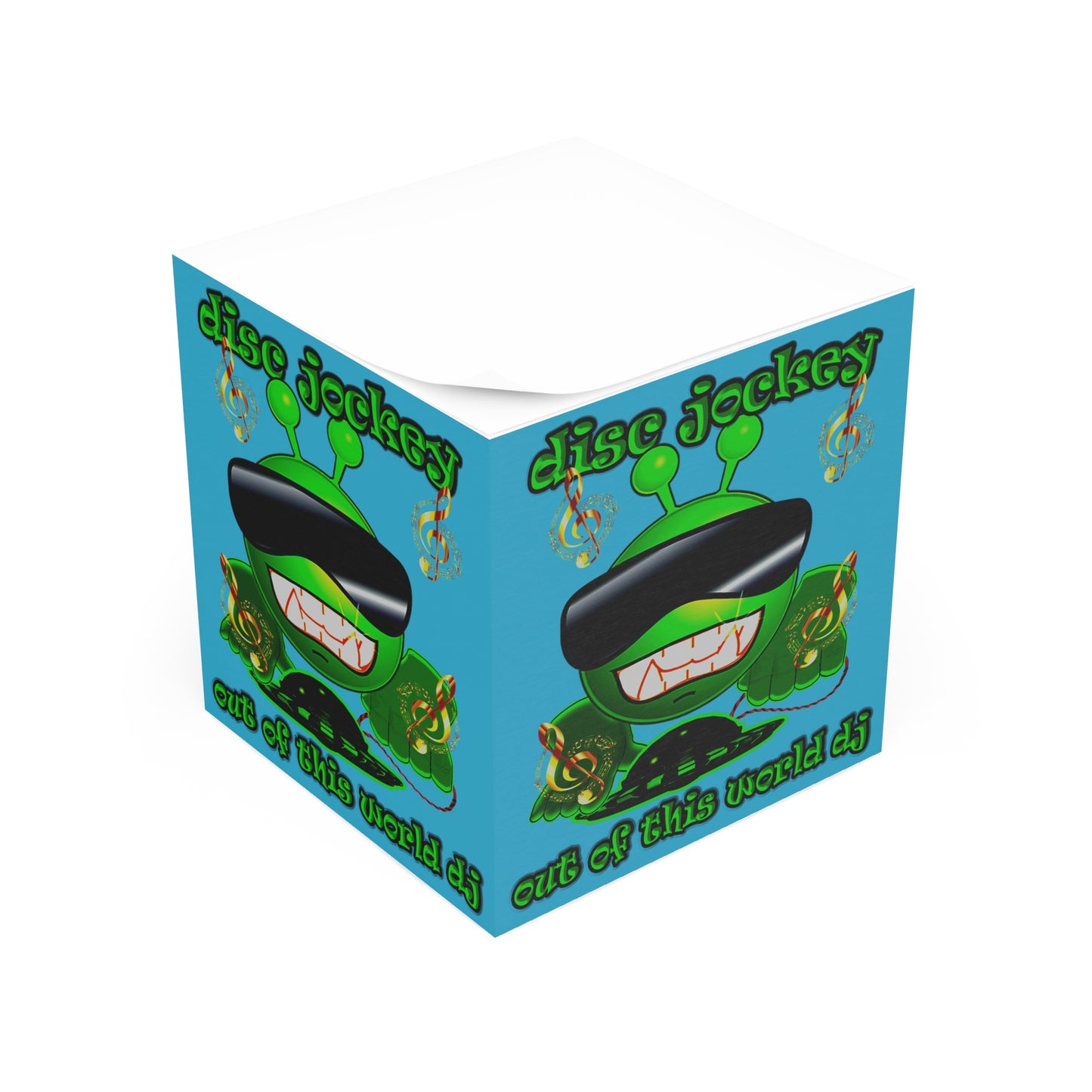 disc jockey - note cube (turquoise)
