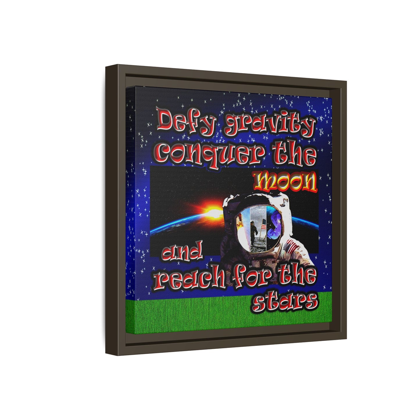 defy conquer reach - framed canvas art ('snoops' background)