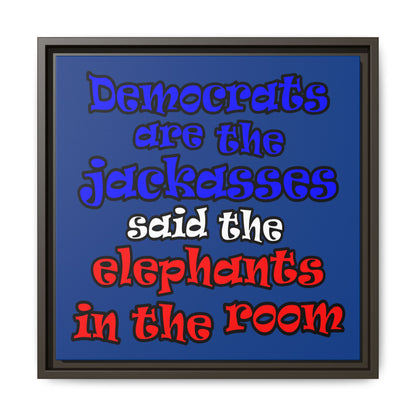 donkeys and elephants - framed canvas art (dark blue)