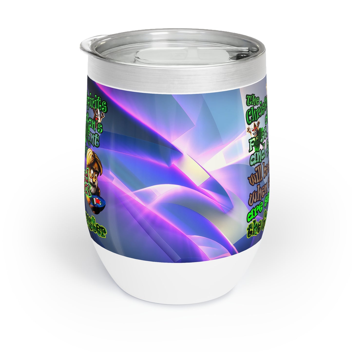 christmas spirits of boston - Chill Wine Tumbler (grey-pink wave)