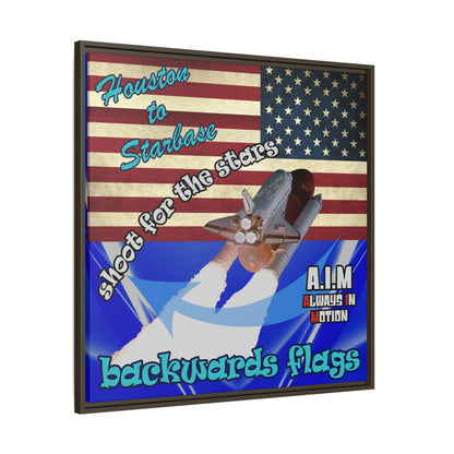 shoot for the stars - framed canvas art (blue-white wave)