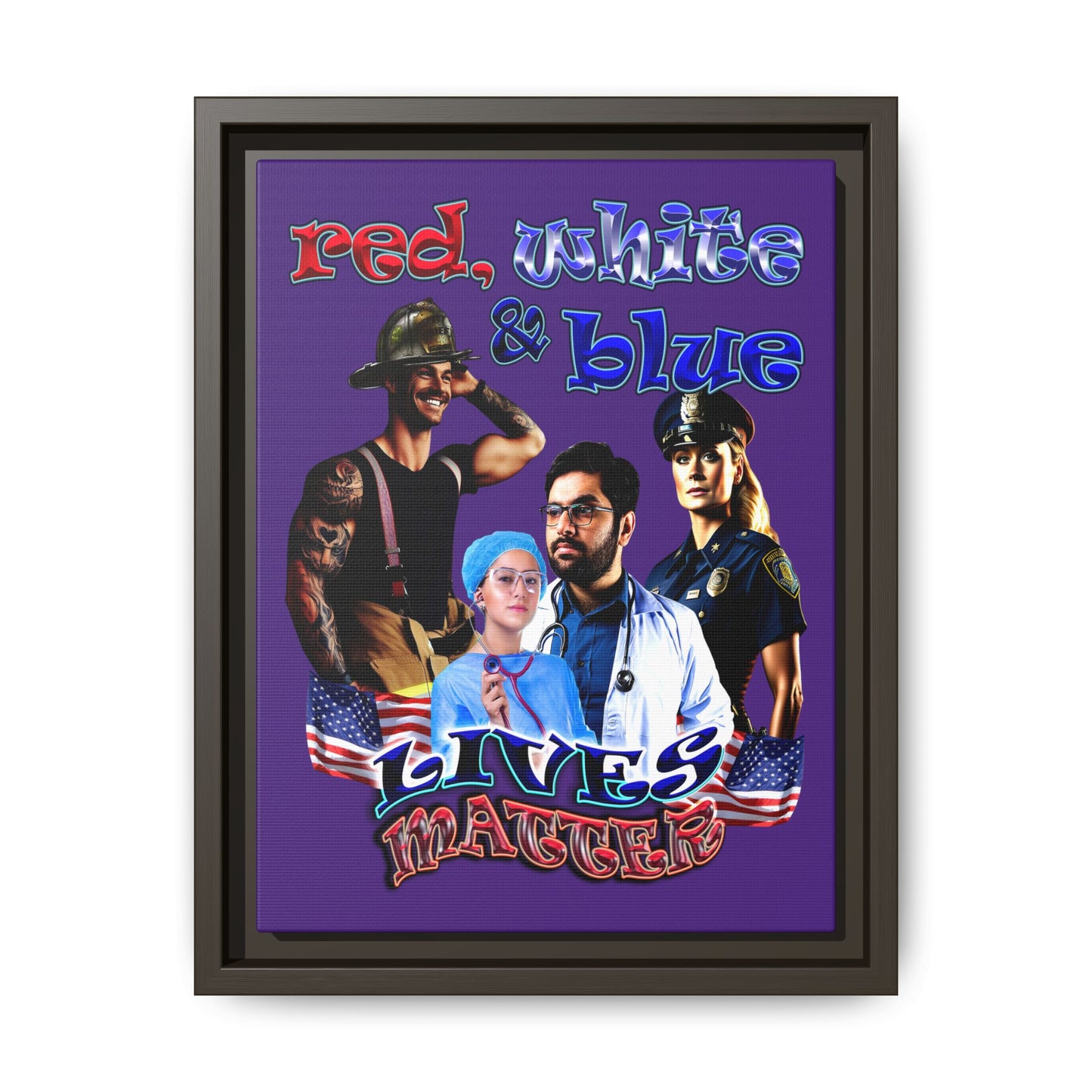 rw&b lives matter - framed canvas art (purple)