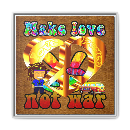 love peace - framed canvas art (brown papyrus)