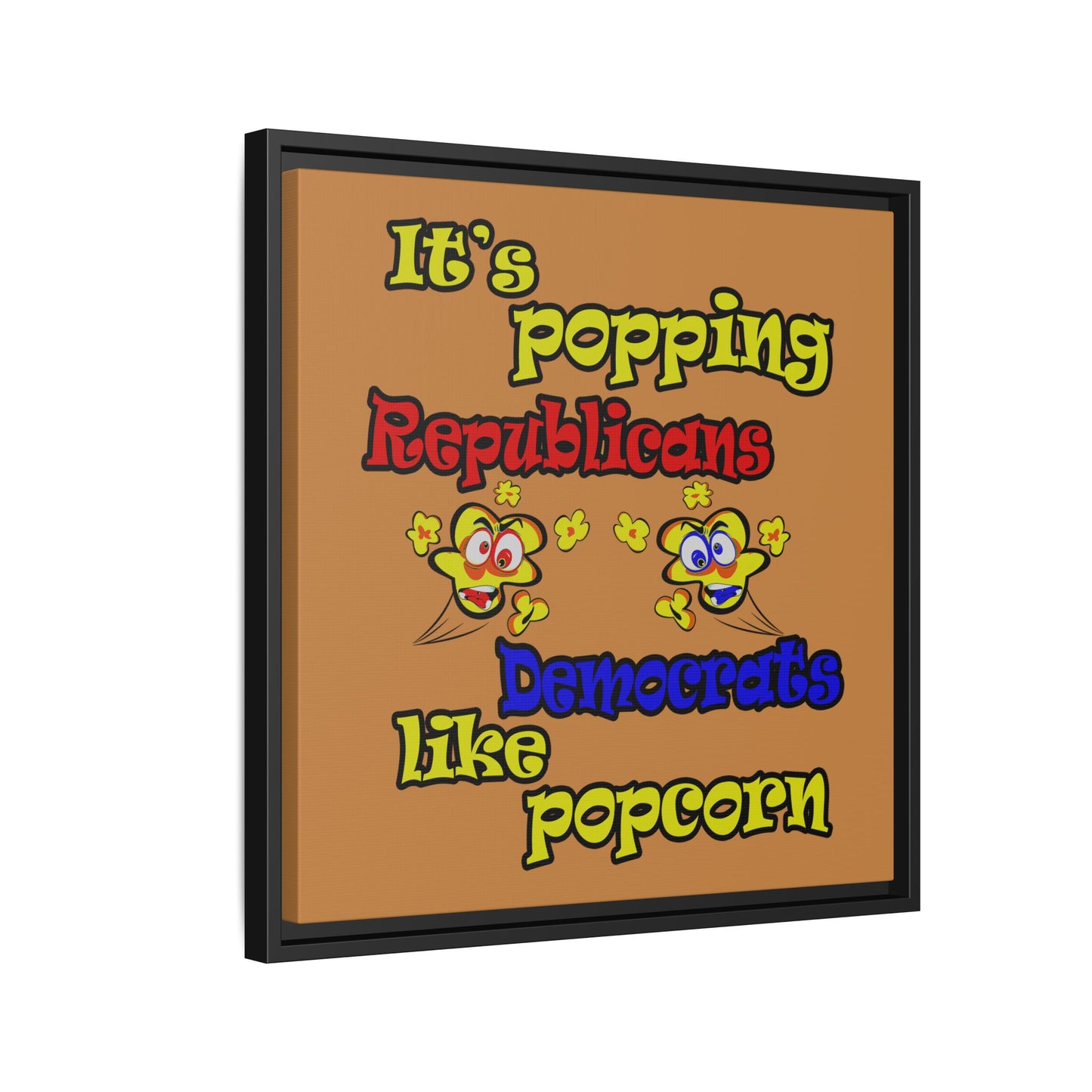 popping like popcorn - framed canvas art (light brown)