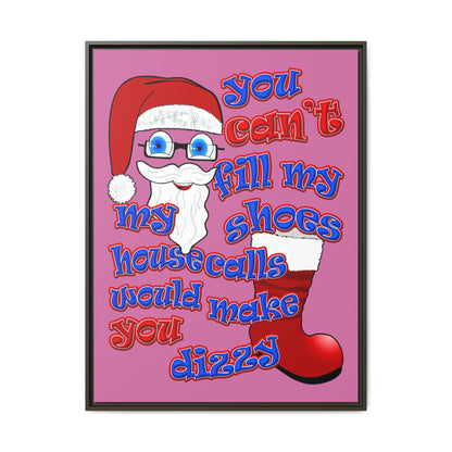 santa's shoes - framed canvas art (light pink)