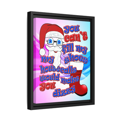 santa's shoes - framed canvas art (light blue-pink wave)