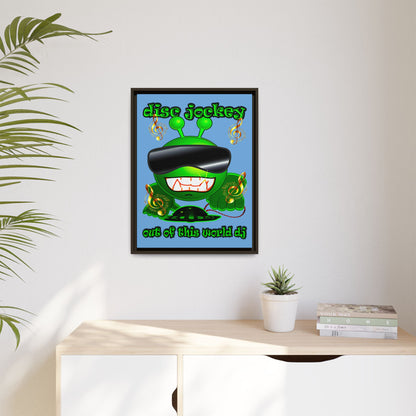 disc jockey - framed canvas art (light blue)