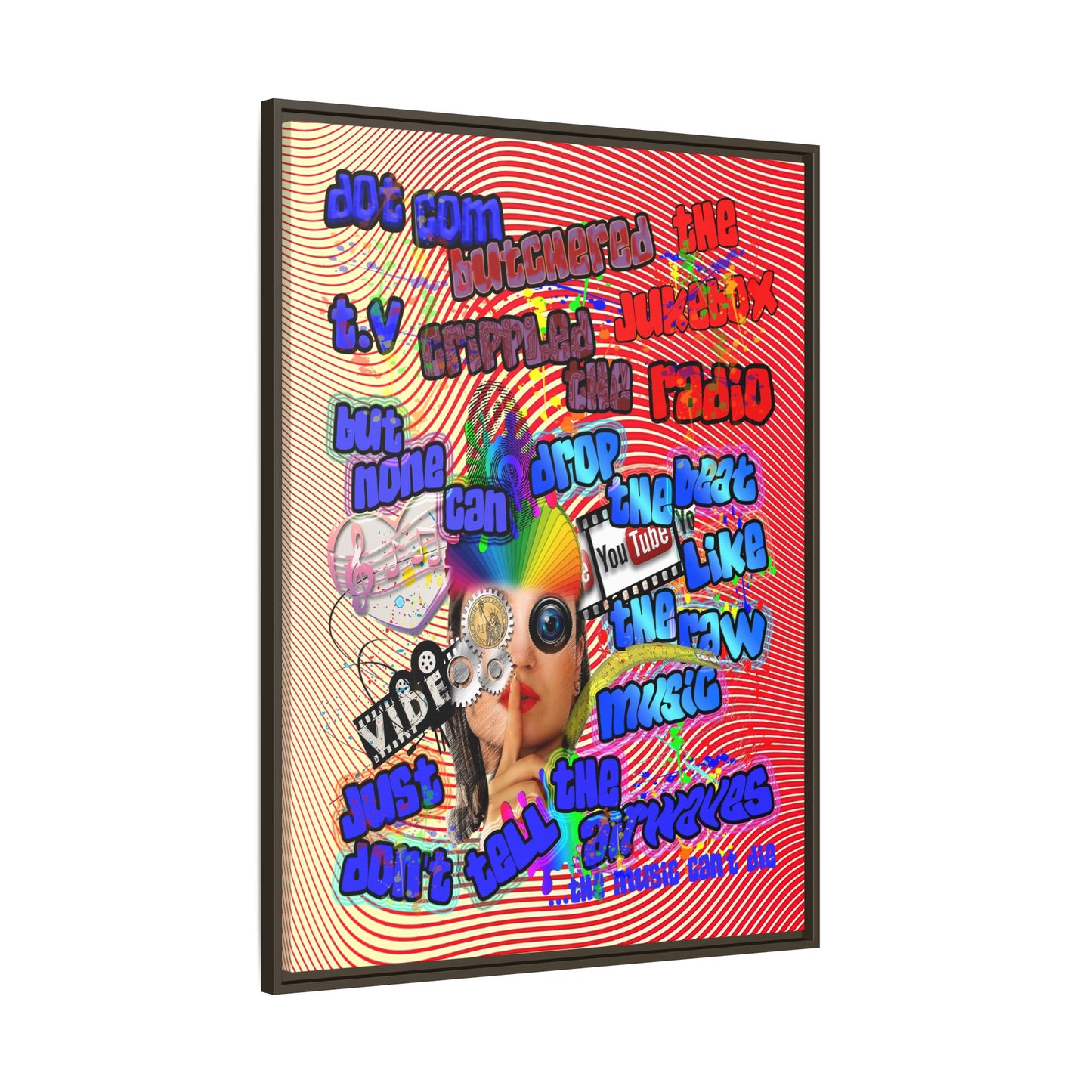 drop the beat - framed canvas art (yellow-orange wave)